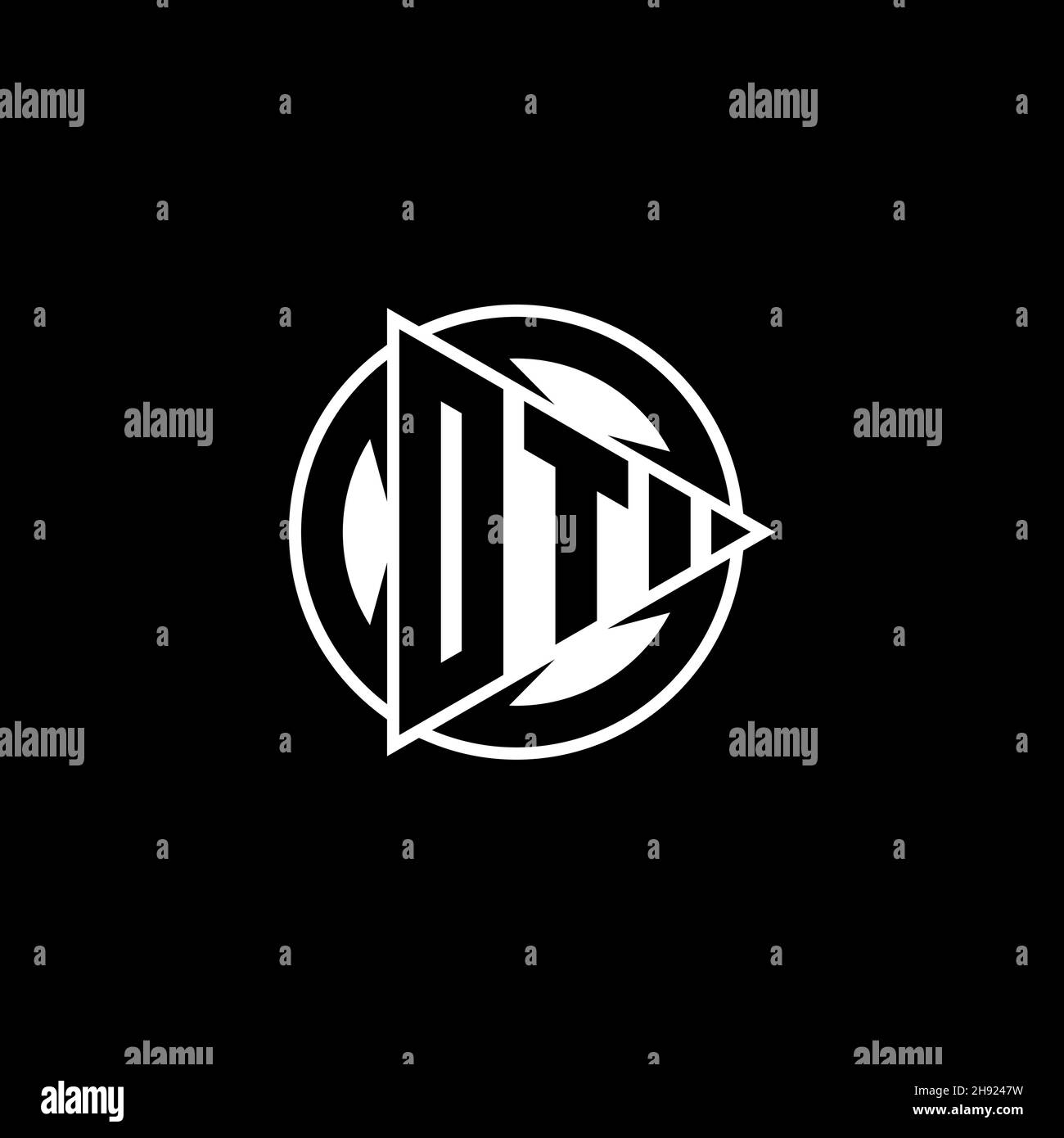 OT Monogram logo letter with triangle play shape and circle rounded style on isolated background. Triangle circle monogram logo, triangle play button Stock Vector