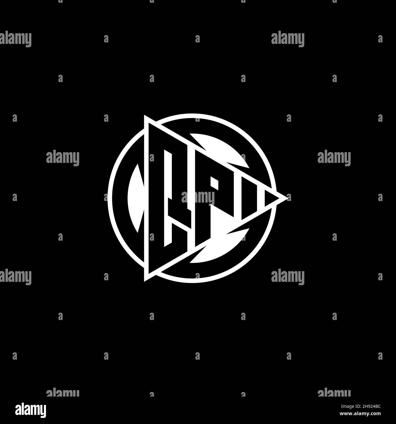 QP Monogram logo letter with triangle play shape and circle rounded style on isolated background. Triangle circle monogram logo, triangle play button Stock Vector
