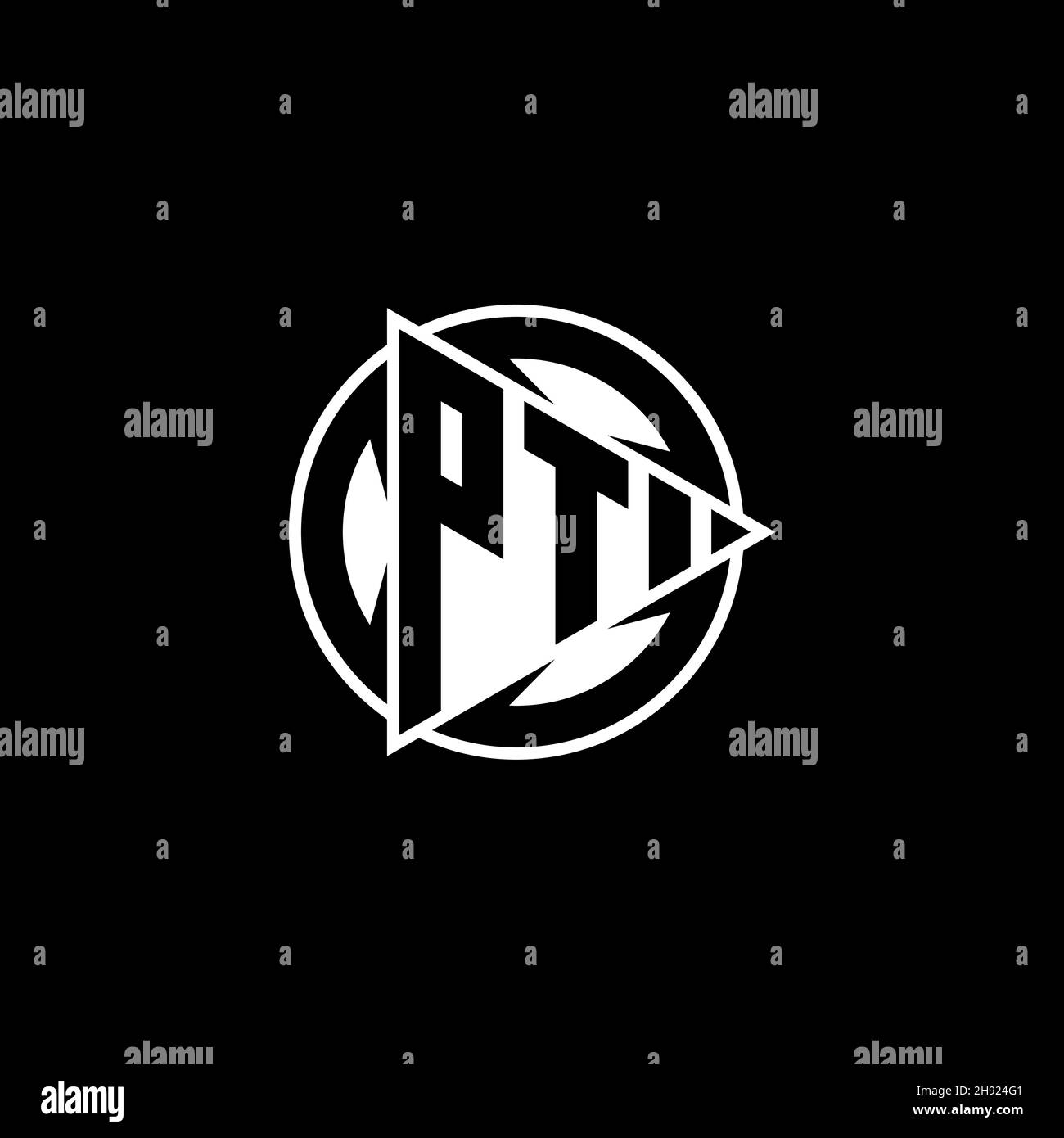 PT Monogram logo letter with triangle play shape and circle rounded ...
