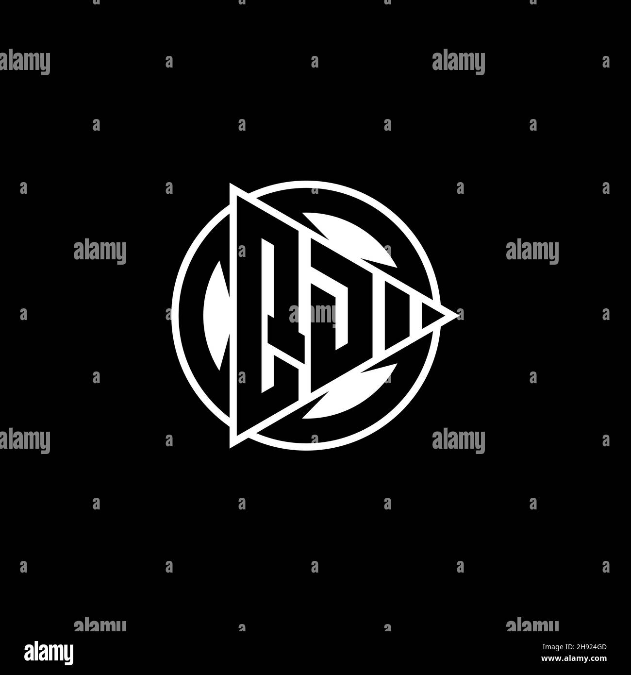 QD Monogram logo letter with triangle play shape and circle rounded style on isolated background. Triangle circle monogram logo, triangle play button Stock Vector