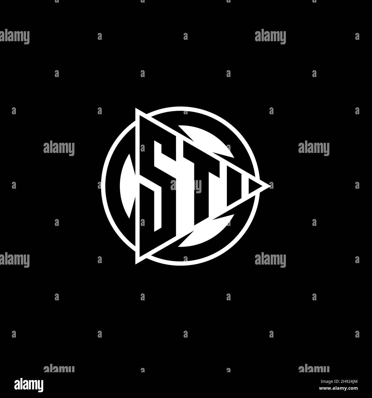 ST Monogram logo letter with triangle play shape and circle rounded style on isolated background. Triangle circle monogram logo, triangle play button Stock Vector