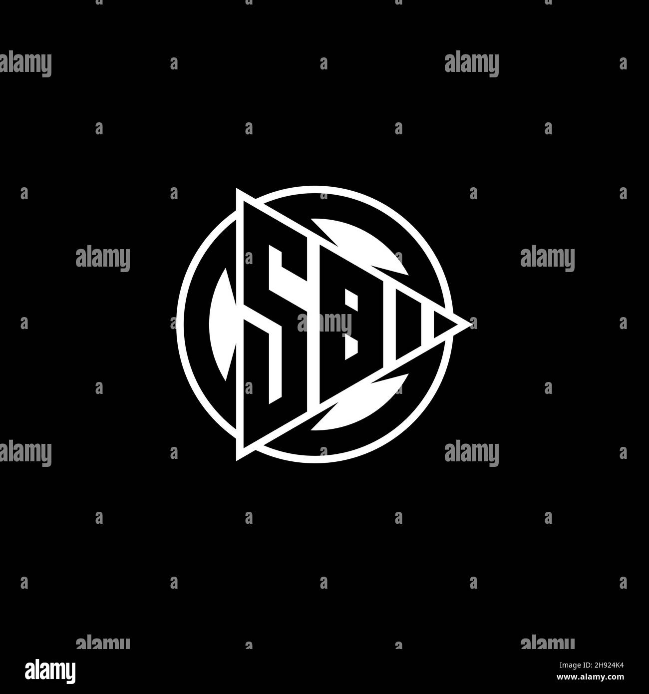 SB Monogram logo letter with triangle play shape and circle rounded style on isolated background. Triangle circle monogram logo, triangle play button Stock Vector