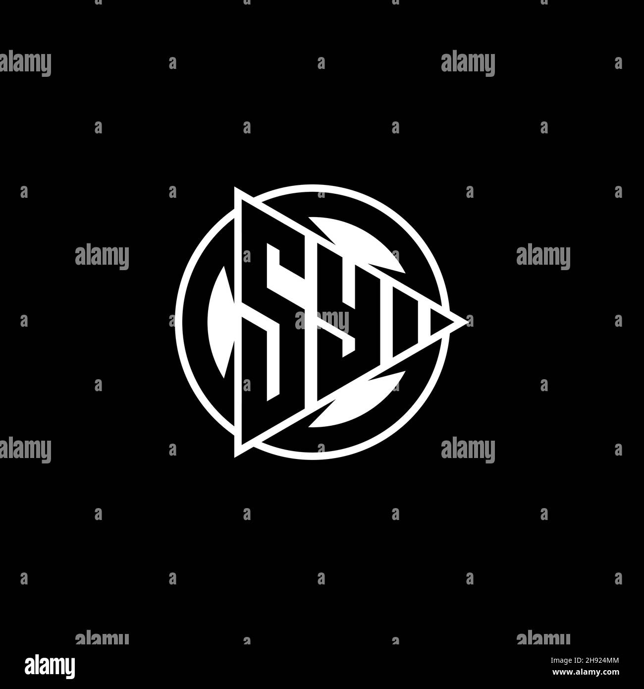 SY Monogram logo letter with triangle play shape and circle rounded style on isolated background. Triangle circle monogram logo, triangle play button Stock Vector
