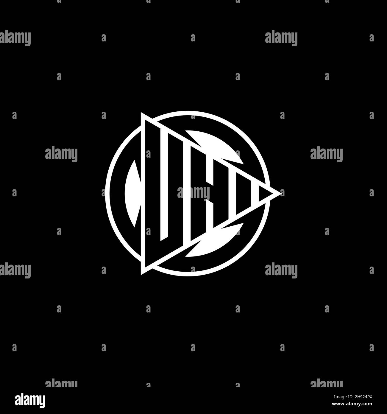 UH Monogram logo letter with triangle play shape and circle rounded style on isolated background. Triangle circle monogram logo, triangle play button Stock Vector