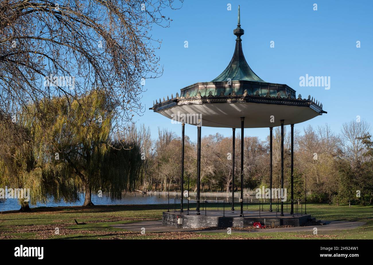 London UK. December 2021. Bandstand at Regent's Park in London, photographed on a clear cold winter's day. Stock Photo