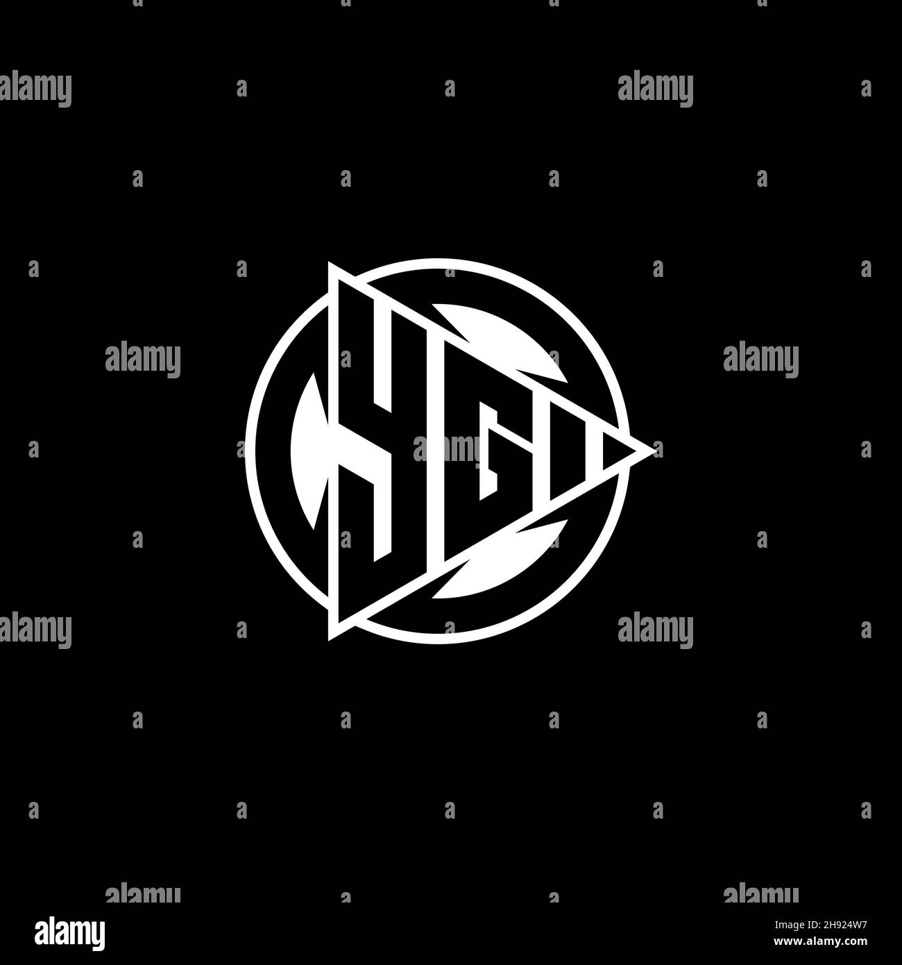 YG Monogram logo letter with triangle play shape and circle rounded style on isolated background. Triangle circle monogram logo, triangle play button Stock Vector