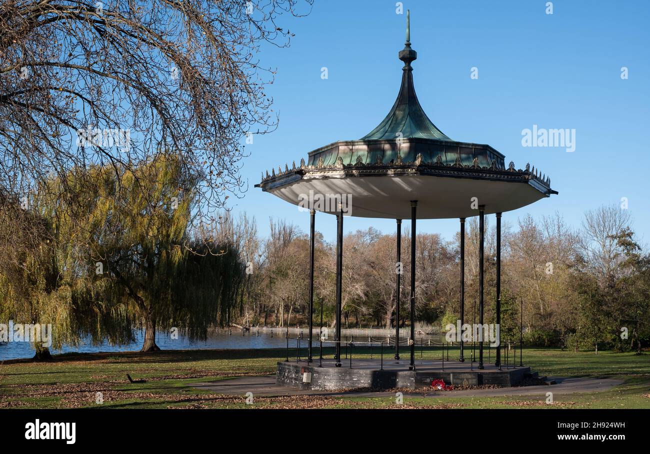 London UK. December 2021. Bandstand at Regent's Park in London, photographed on a clear cold winter's day. Stock Photo