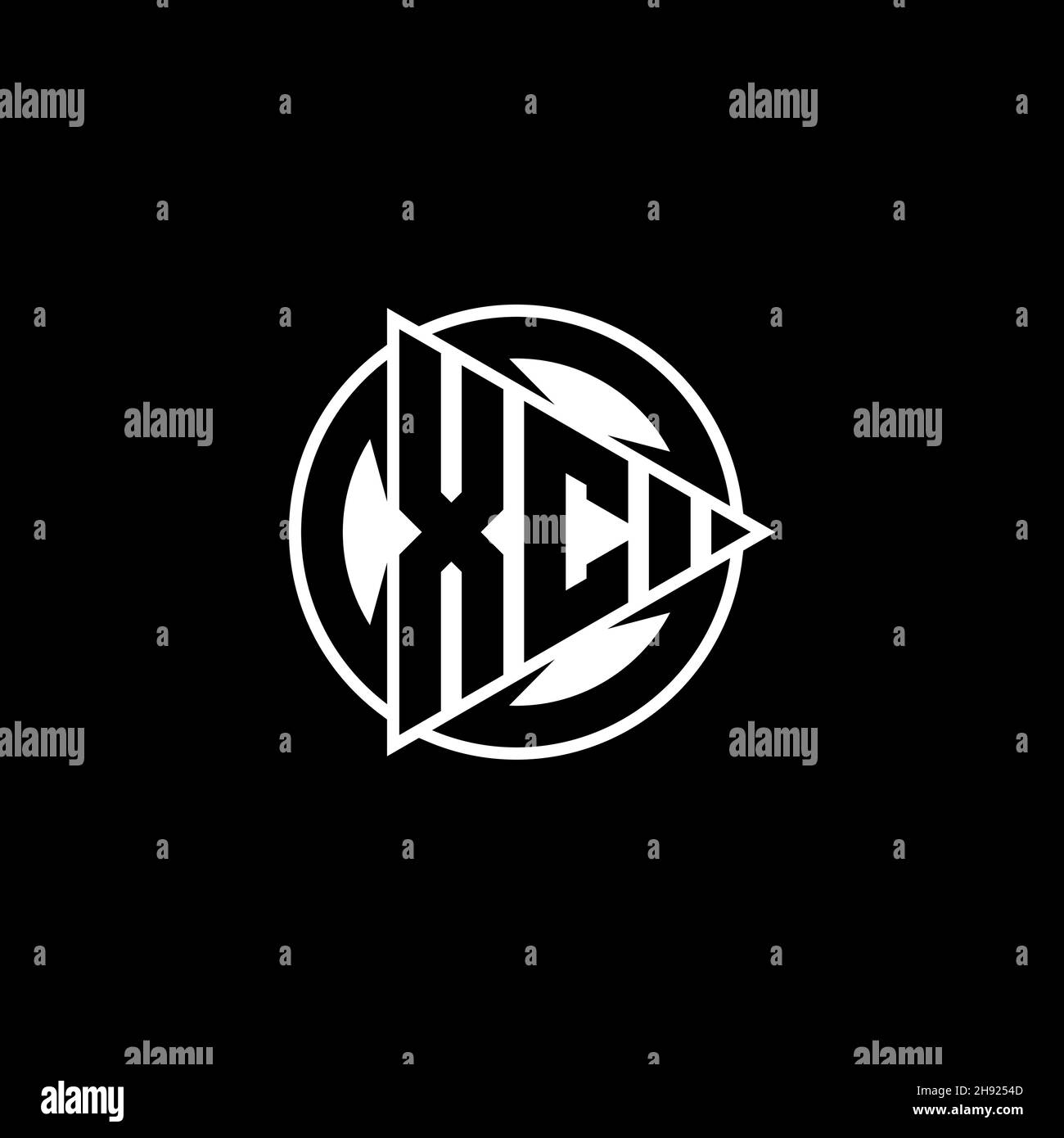 XC Monogram logo letter with triangle play shape and circle rounded ...