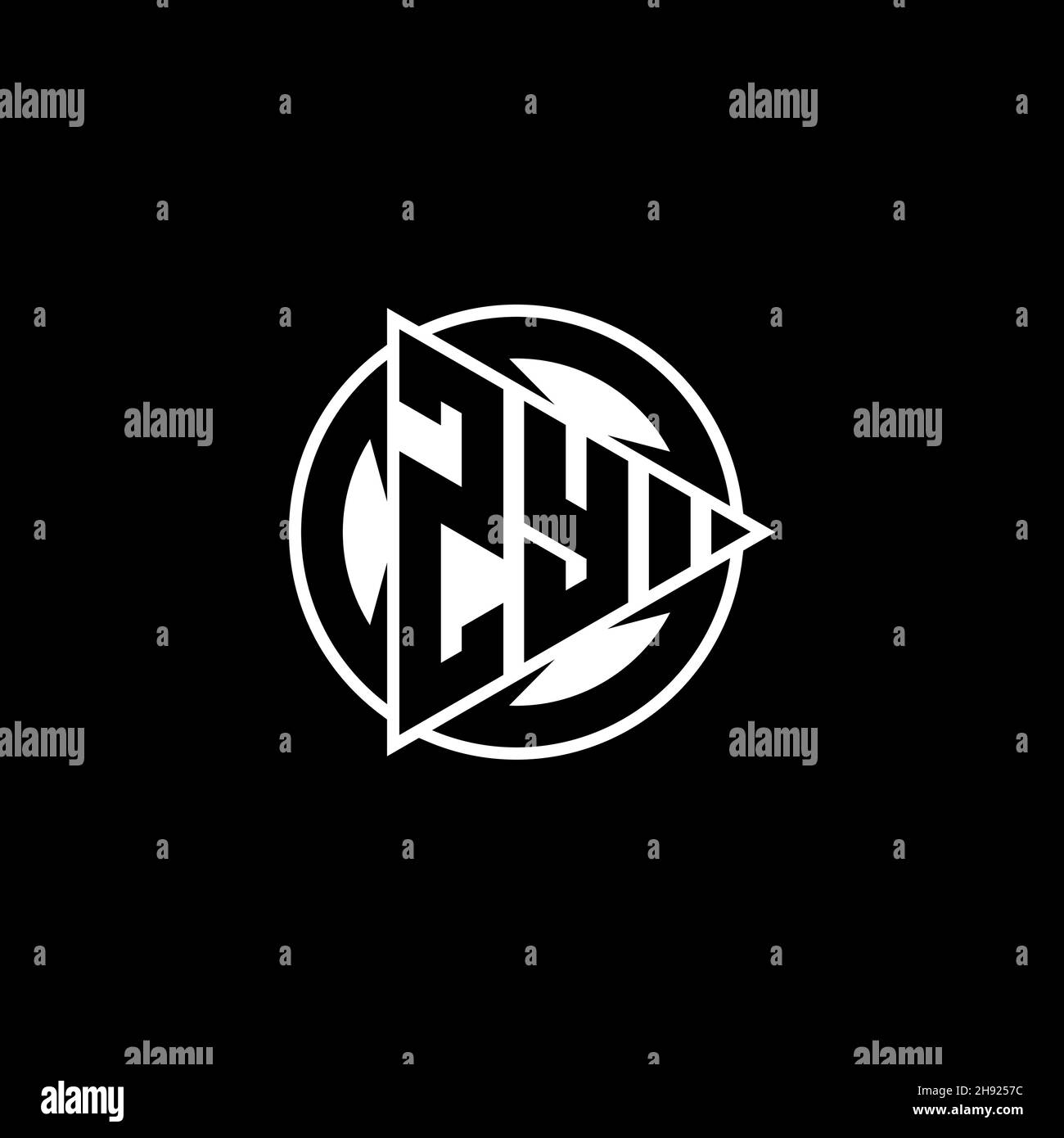 ZY Monogram logo letter with triangle play shape and circle rounded style on isolated background. Triangle circle monogram logo, triangle play button Stock Vector
