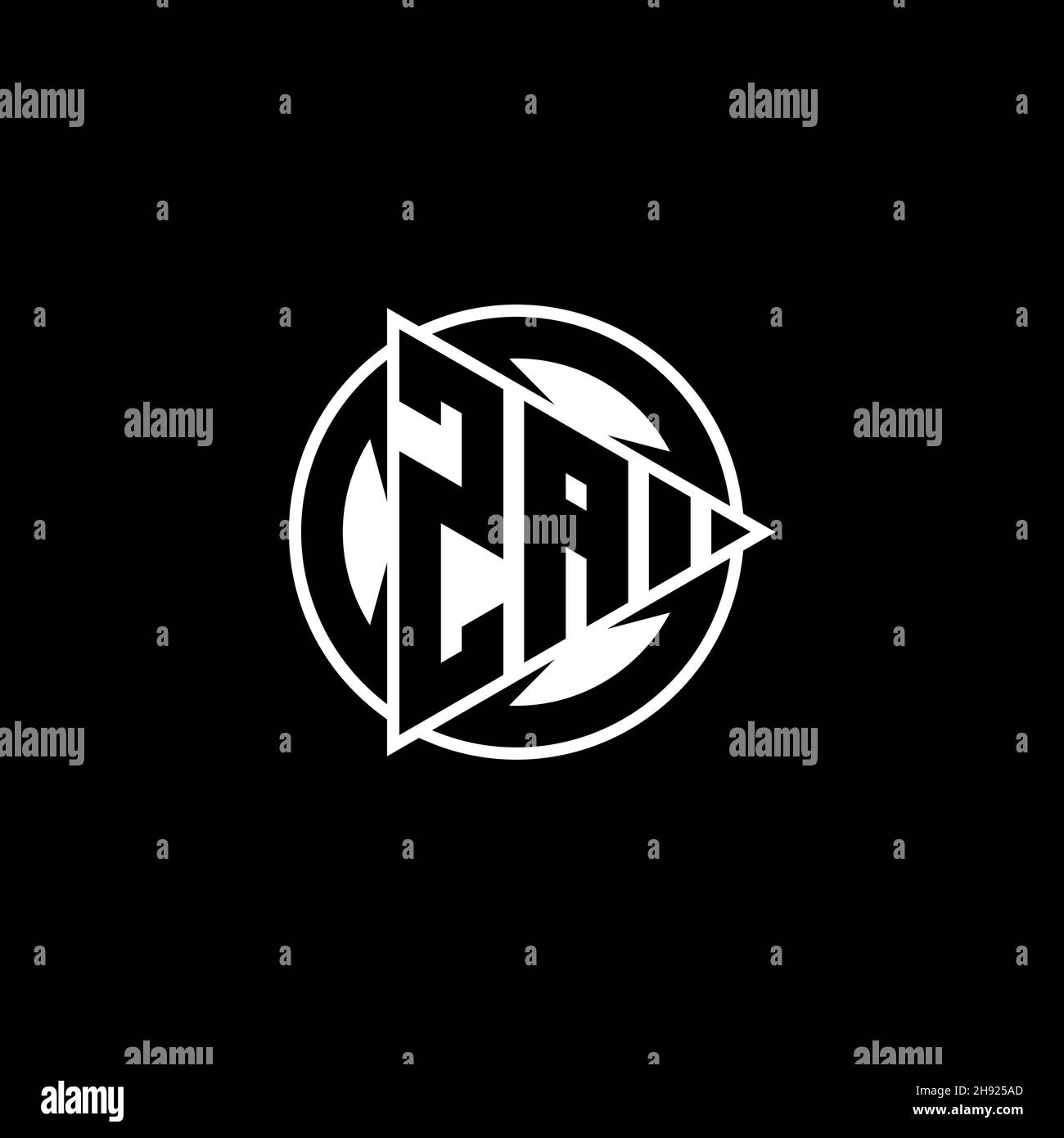 ZA Monogram logo letter with triangle play shape and circle rounded ...