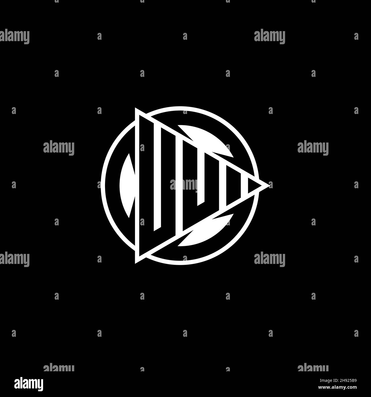 UU Monogram logo letter with triangle play shape and circle rounded style on isolated background. Triangle circle monogram logo, triangle play button Stock Vector