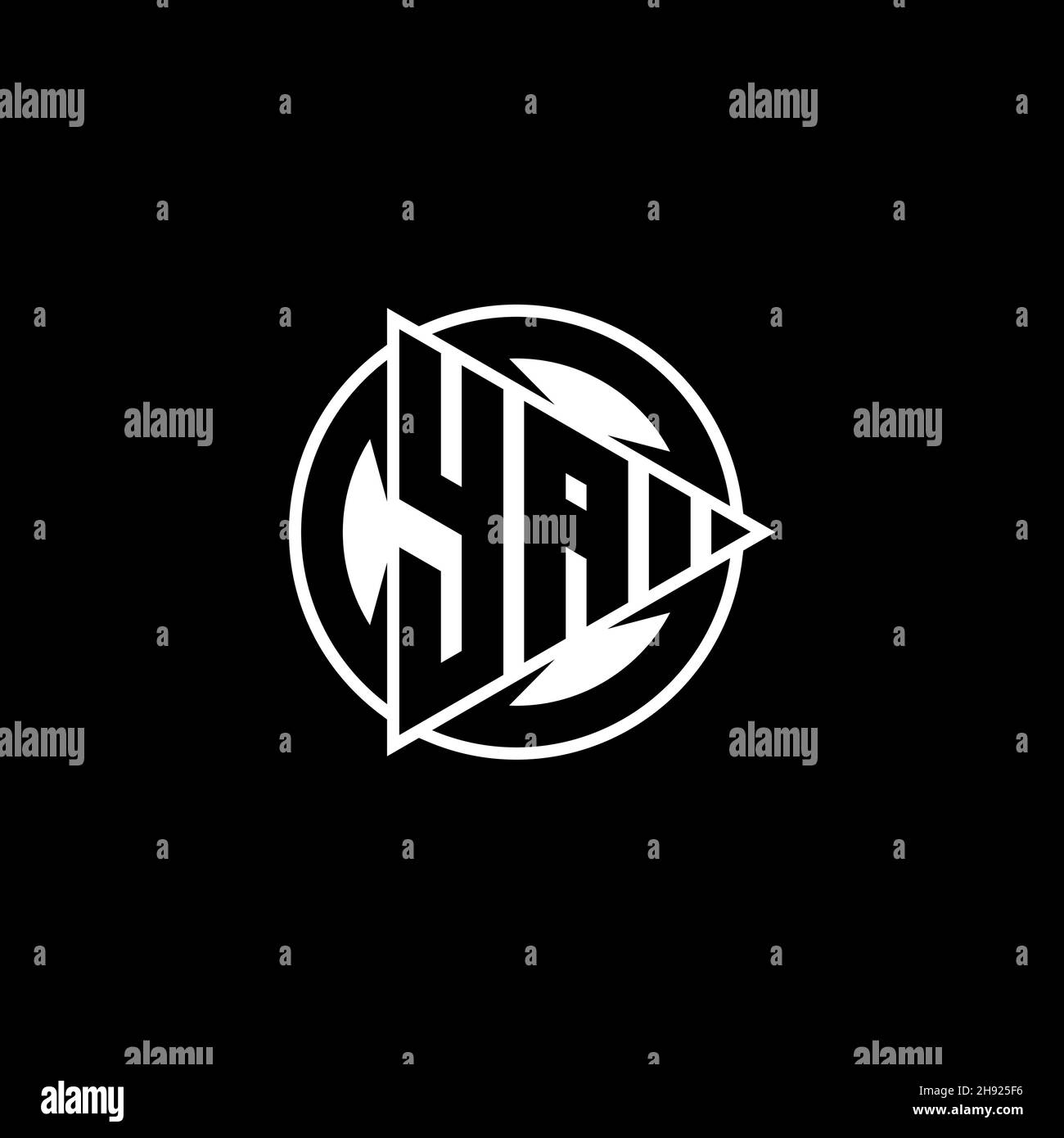 YA Monogram logo letter with triangle play shape and circle rounded style on isolated background. Triangle circle monogram logo, triangle play button Stock Vector