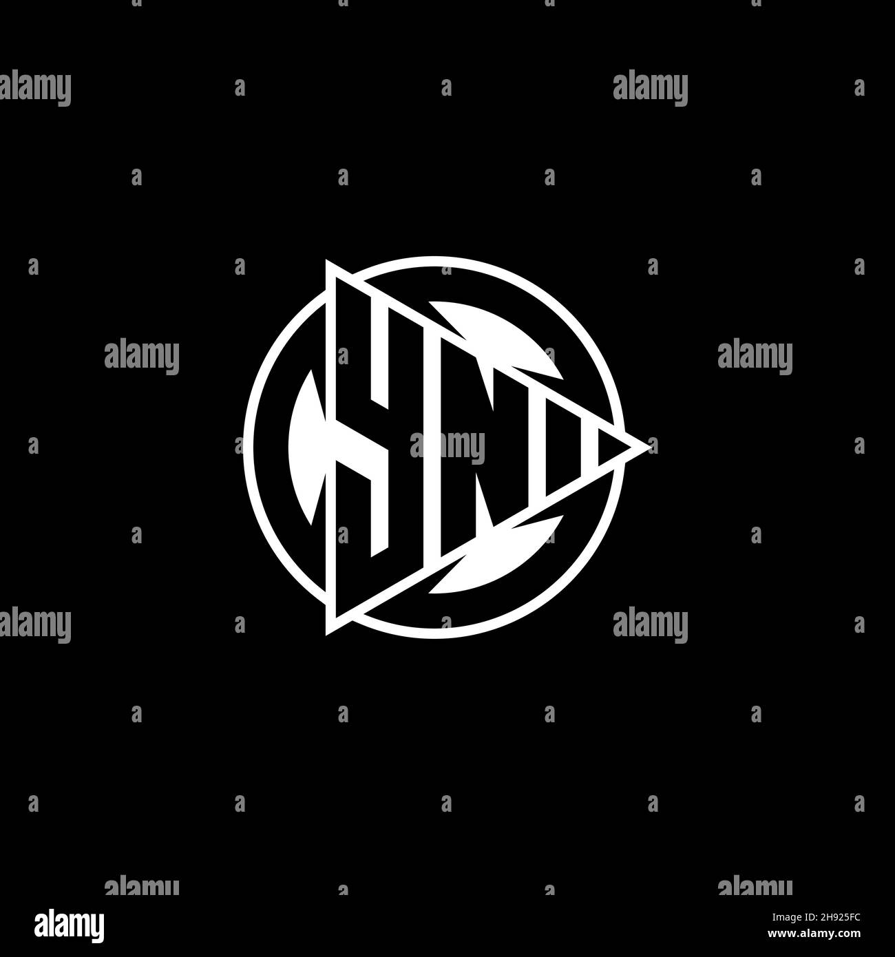 YN Monogram logo letter with triangle play shape and circle rounded style on isolated background. Triangle circle monogram logo, triangle play button Stock Vector