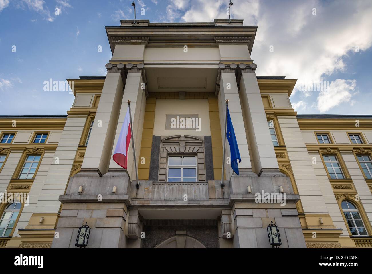 Main building of Chancellery of the Prime Minister of Poland in Ujazdow Avenue in Warsaw, capital of Poland Stock Photo