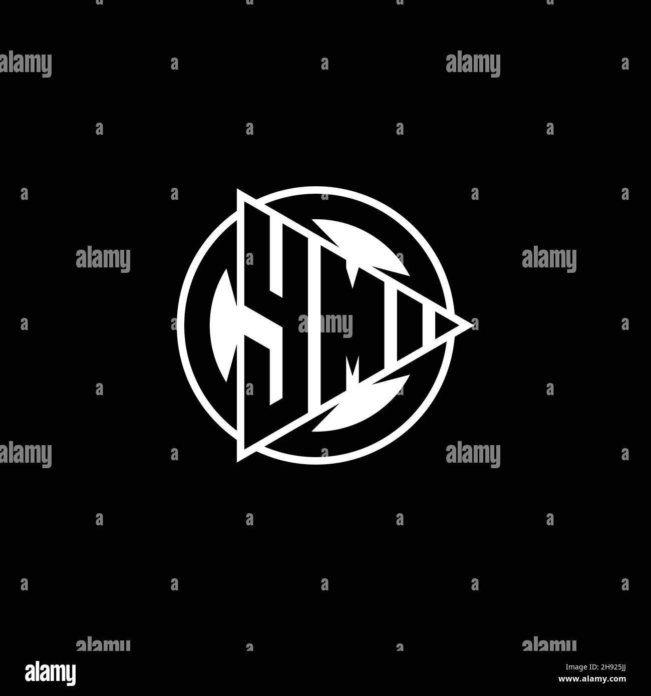 YM Monogram logo letter with triangle play shape and circle rounded style on isolated background. Triangle circle monogram logo, triangle play button Stock Vector