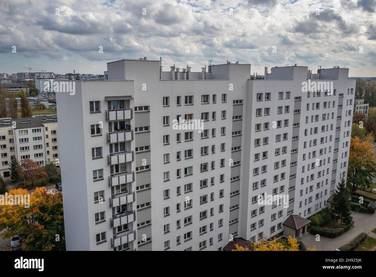 Residential building on the edge of Wlochy and Ochota districts of Warsaw city, Poland Stock Photo