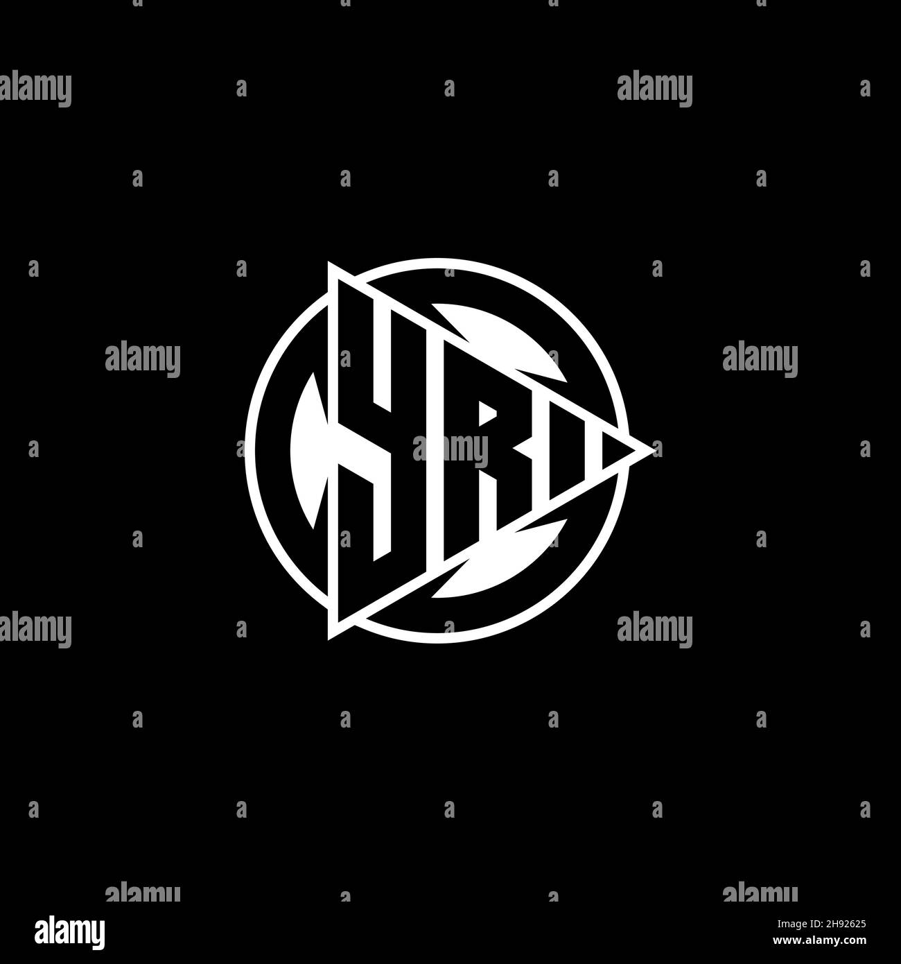 YR Monogram logo letter with triangle play shape and circle rounded style on isolated background. Triangle circle monogram logo, triangle play button Stock Vector