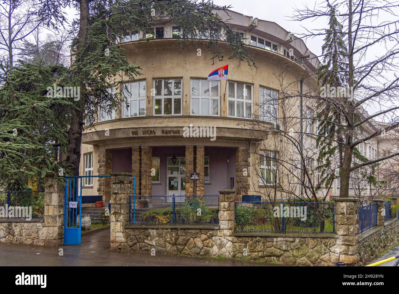 Belgrade, Serbia - December 03, 2021: Elementary School Building Josif Pancic at Banovo Brdo. Stock Photo