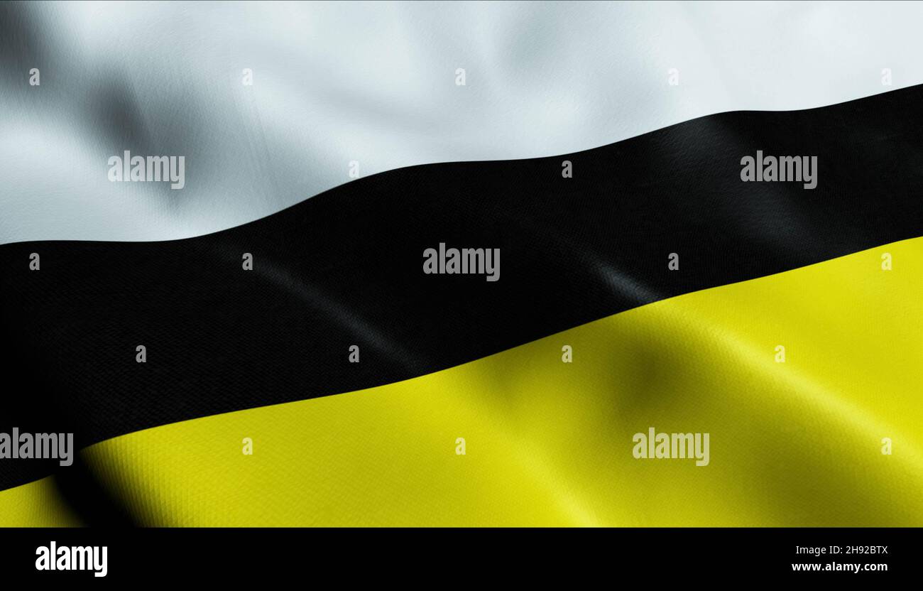 3D Illustration of a waving Poland city flag of Tarnowskie Gory Stock Photo
