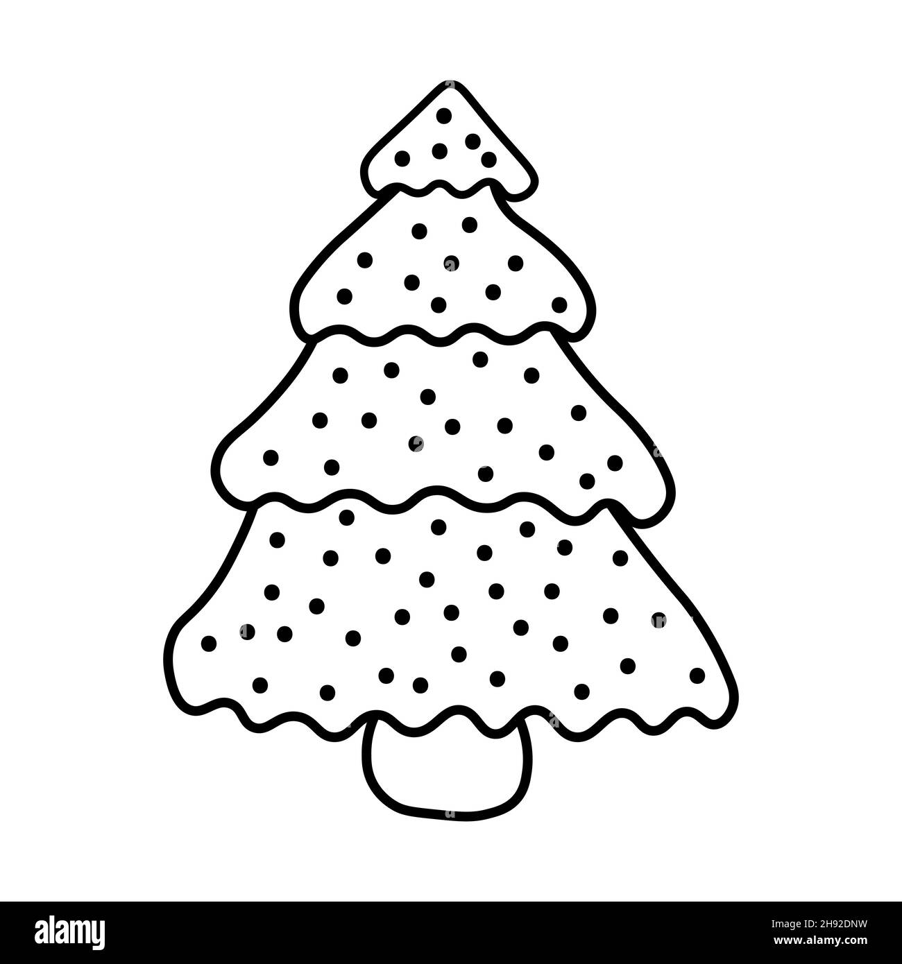 Vector hand drawn christmas tree. Illustration spruce isolated on white background. Doodle style. Hand drawn Christmas symbol. Stock Vector