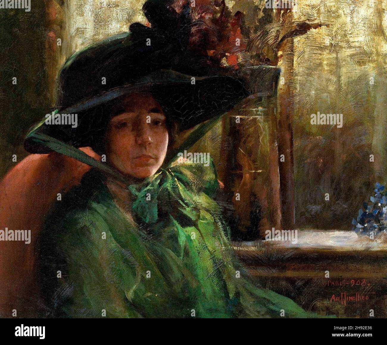 The Lady in Green by the Brazilian painter, Arthur Timótheo da Costa (1882-1922), oil on canvas, 1908 Stock Photo