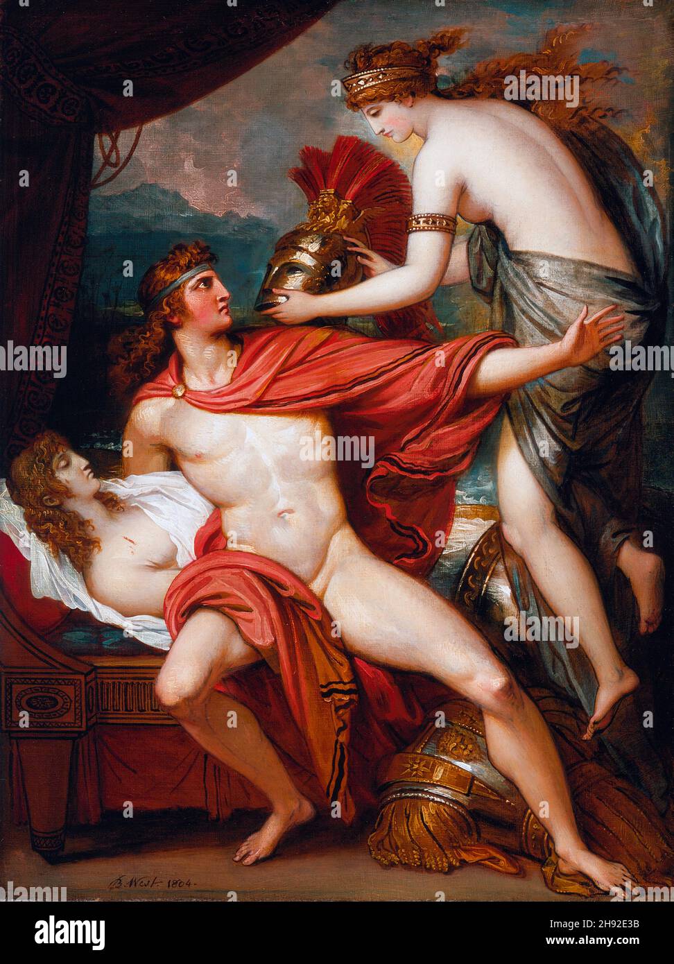 Thetis Bringing the Armor to Achilles by Benjamin West (1738-1820), oil on canvas, 1804 Stock Photo