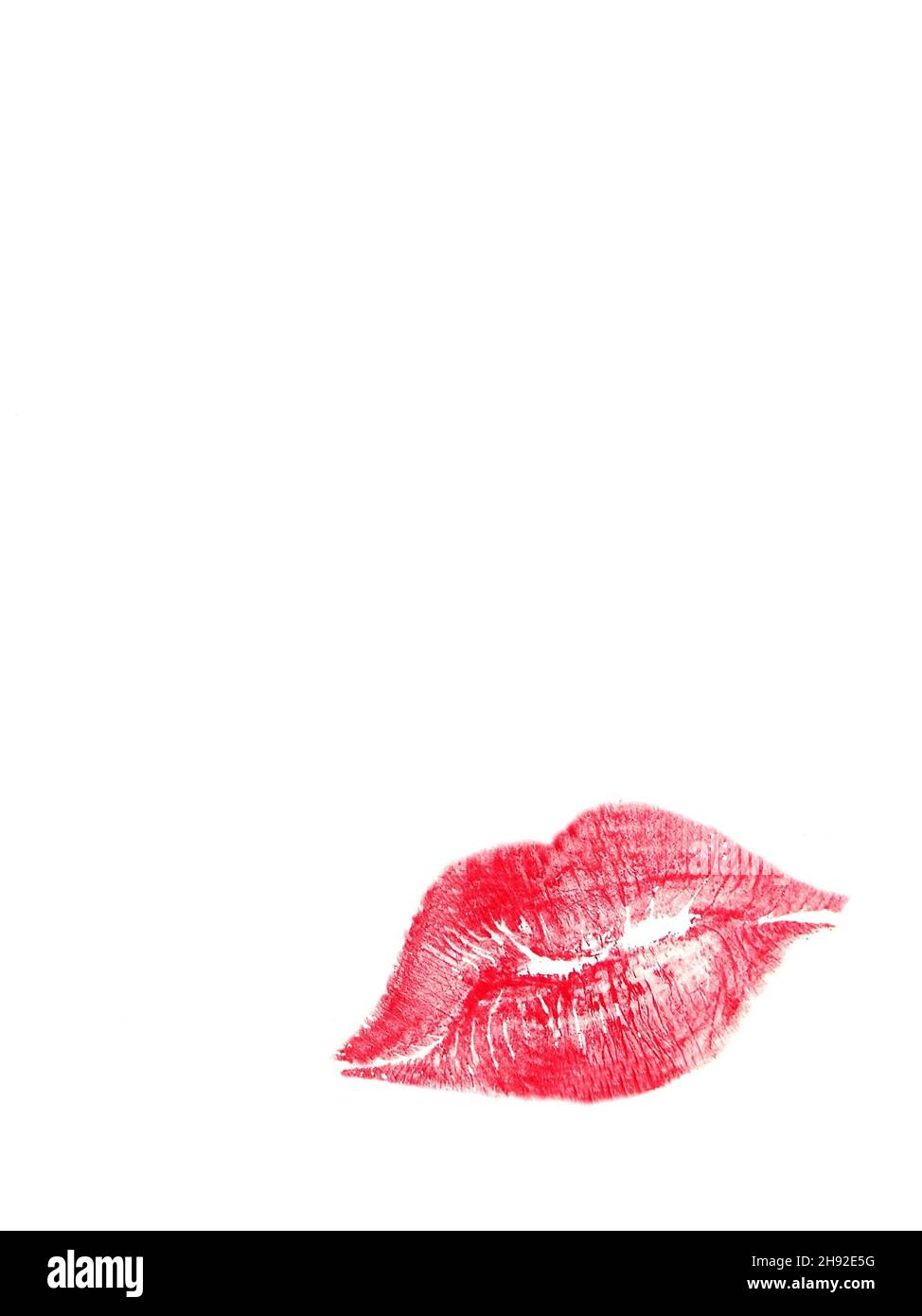 Lipstick kiss isolated on white background with plenty space for text Stock Photo