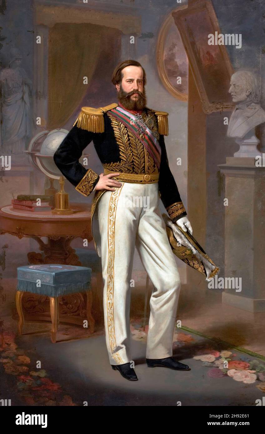 Dom Pedro II of Brazil, portrait by Victor Meirelles (1832-1903), oil on canvas, 1864. Pedro II was the second and last ruler of the Empire of Brazil. Stock Photo