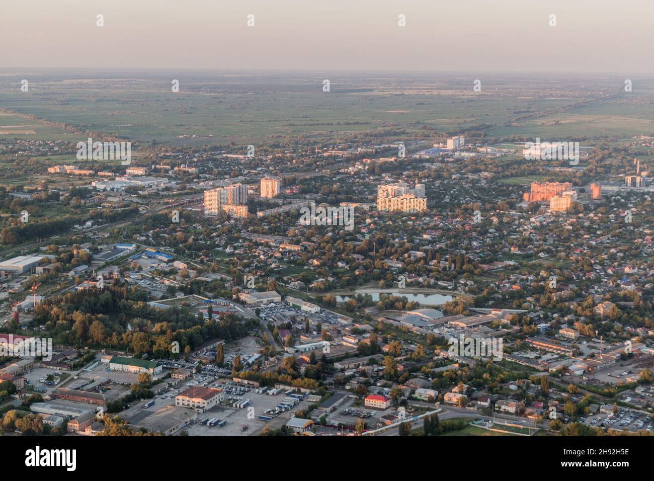 Aerial view of Boryspil town in Ukraine Stock Photo