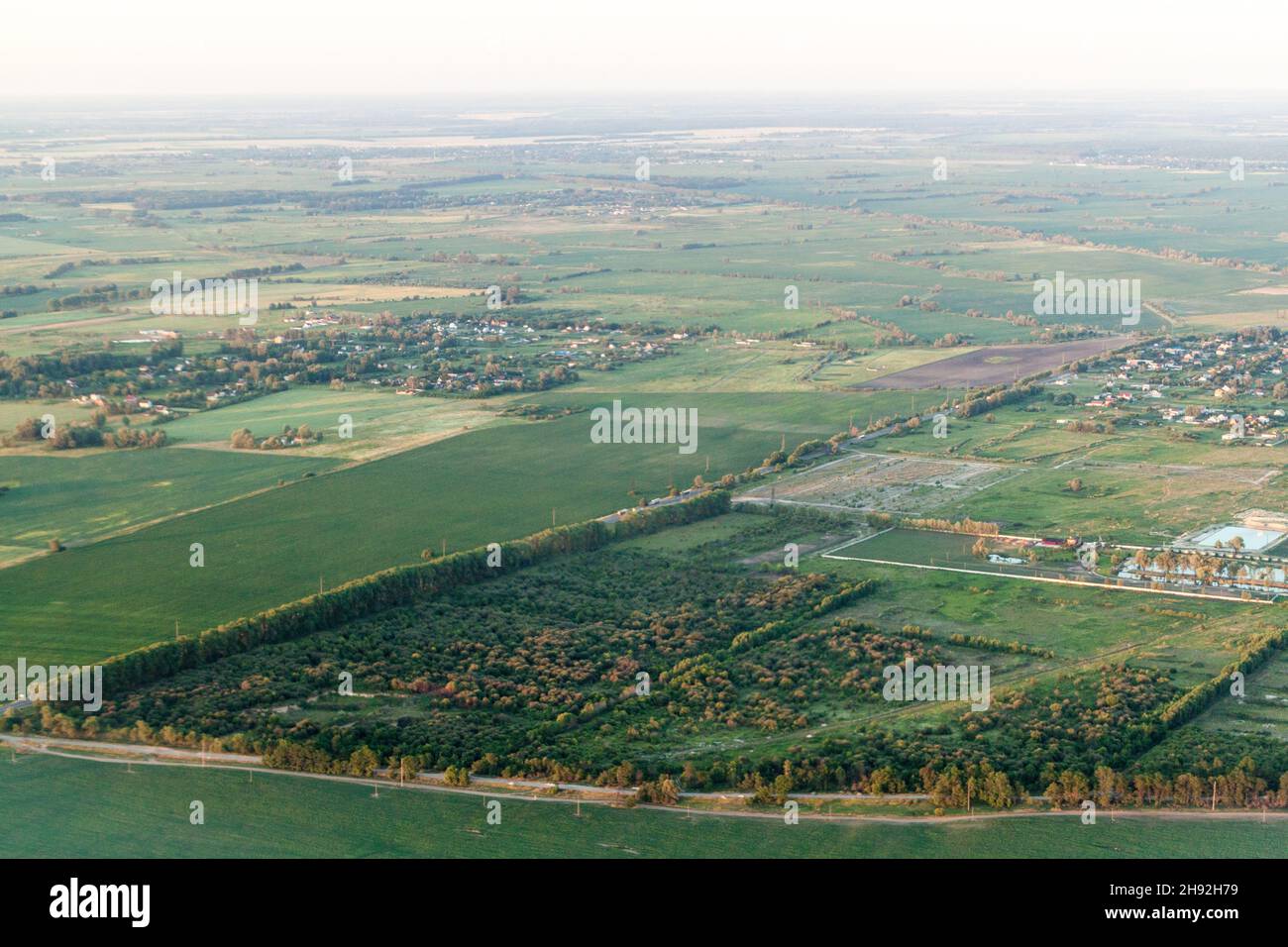Aerial view of the landscape near Boryspil town, Ukraine Stock Photo