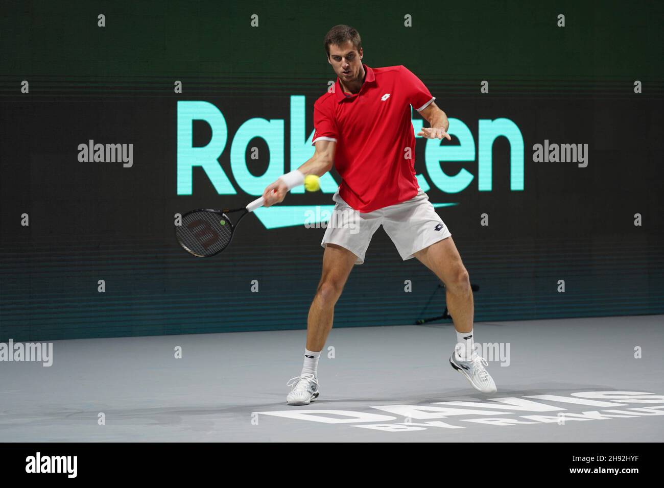 Madrid, Spain. 03rd Dec, 2021. Davis Cup Finals tennis match between Serbia an Croacia.Tennis match Borna Gojo vs Filip Krajinovic at Madrid Arena. December 03, 2021 Partido de tenis de la fase de grupos de Copa Davis Finals entre España y Rusia. Partido de tenis Borna Gojo vs Filip Krajinovic en Madrid Arena. 3 de Diciembre de 2021 797/David Sierra/Cordon Press Credit: CORDON PRESS/Alamy Live News Stock Photo