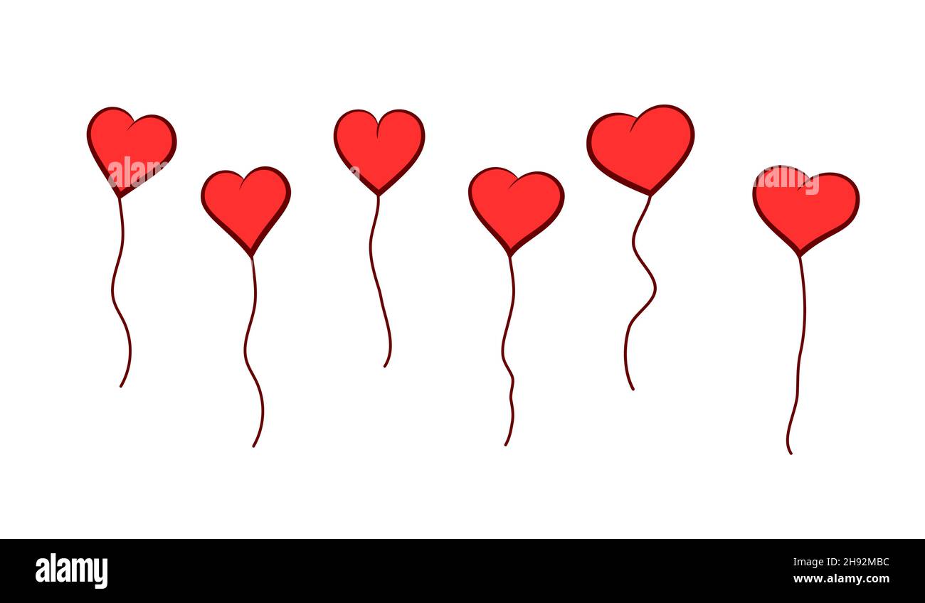 Red  heart shaped balloons vector stock illustration. Stock Vector