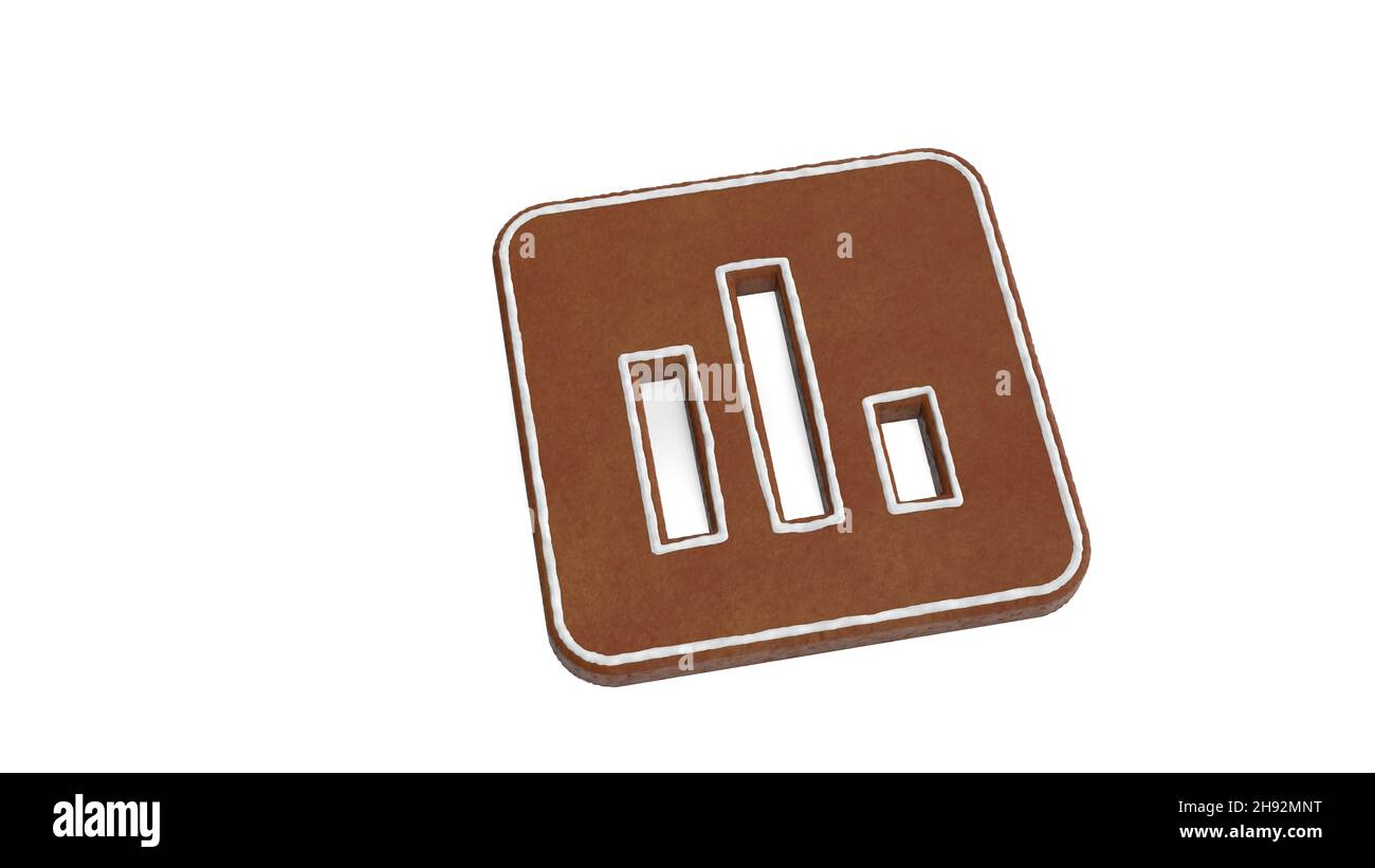 3d rendering of gingerbread cookie in shape of symbol of rounded square ...