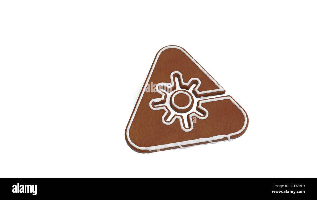3d rendering of gingerbread cookie in shape of symbol of laser in the ...