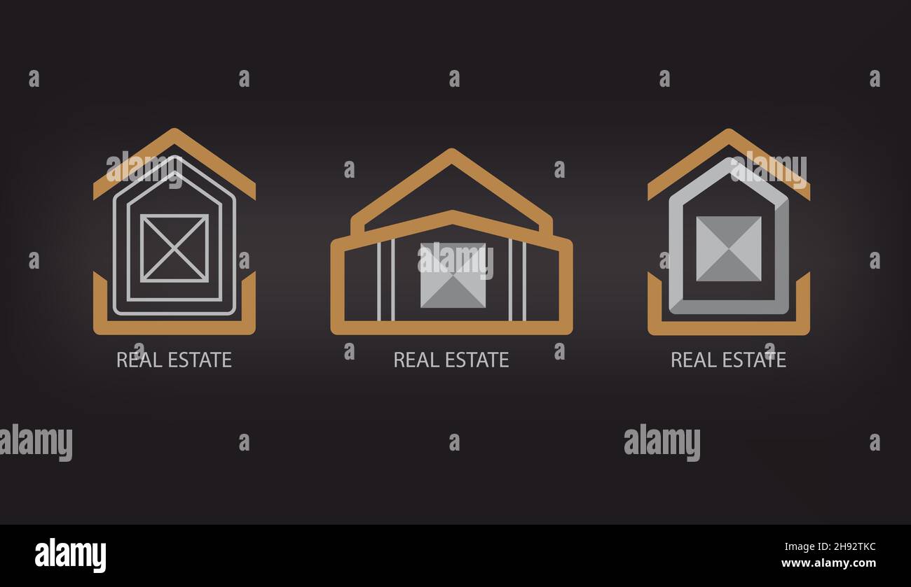 Vector real estate logo design template, icon of the house of creativity and design Stock Vector