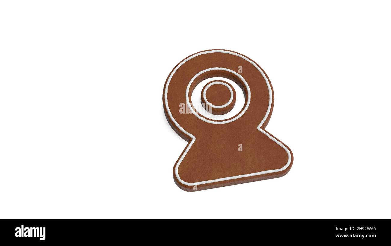 3d rendering of gingerbread cookie in shape of symbol of web camera for ...