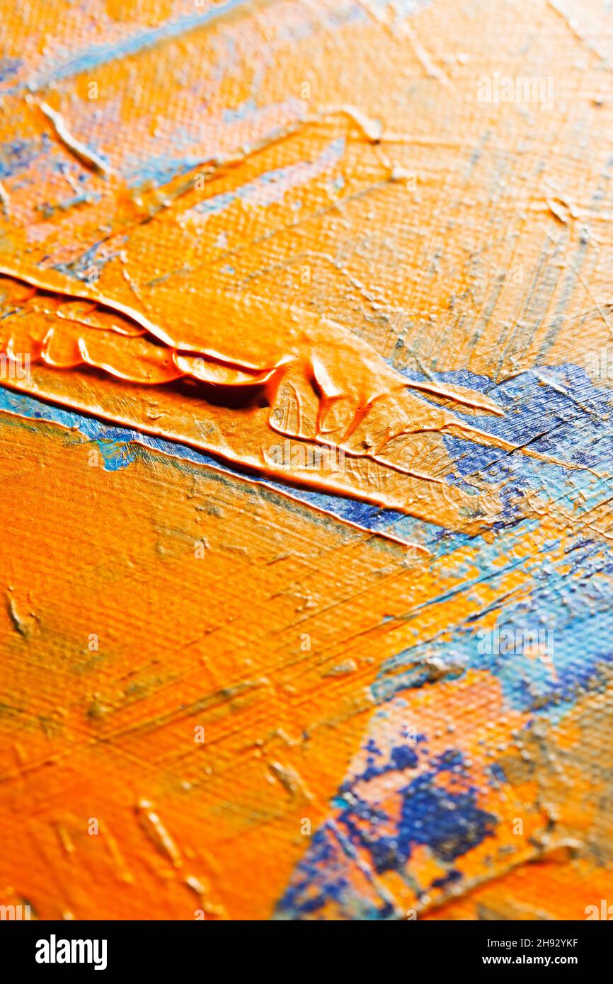 Orange brush strokes close-up. Abstract background. Shallow DOF! Stock Photo