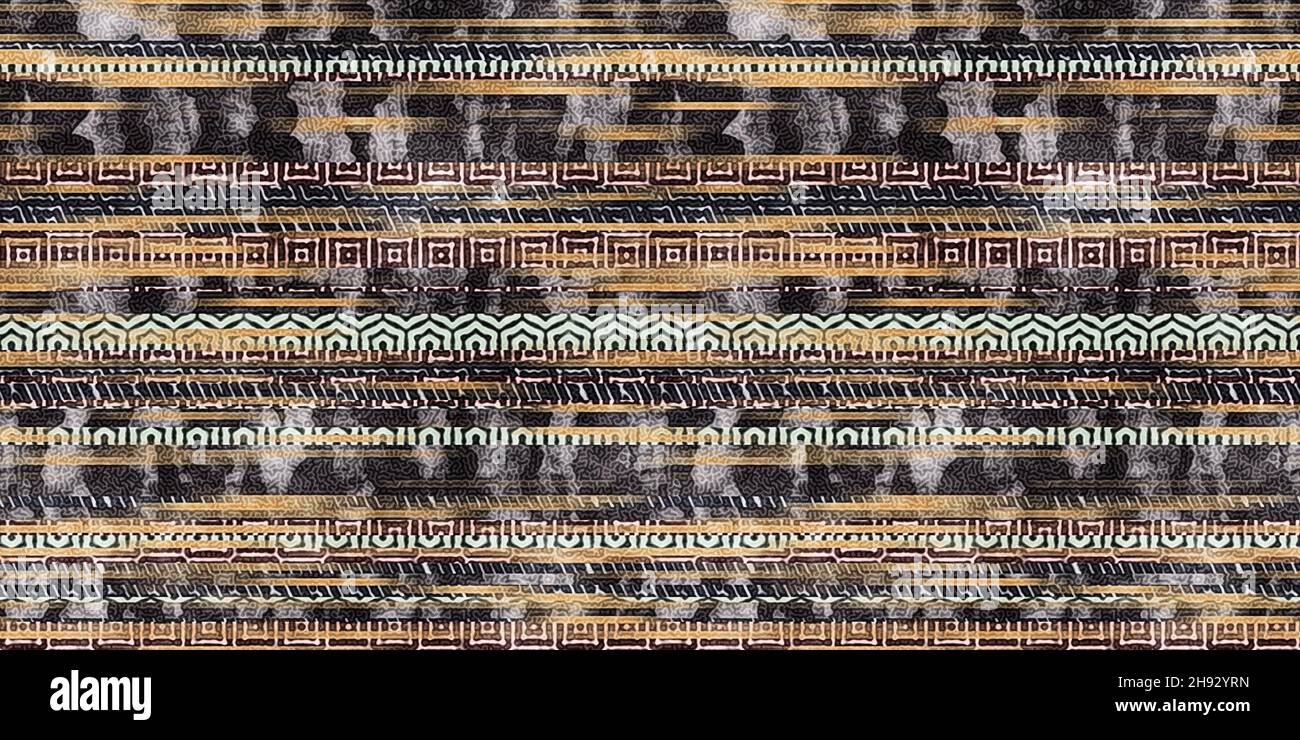 Seamless tribal ethnic stripe grungy border surface pattern design for ...