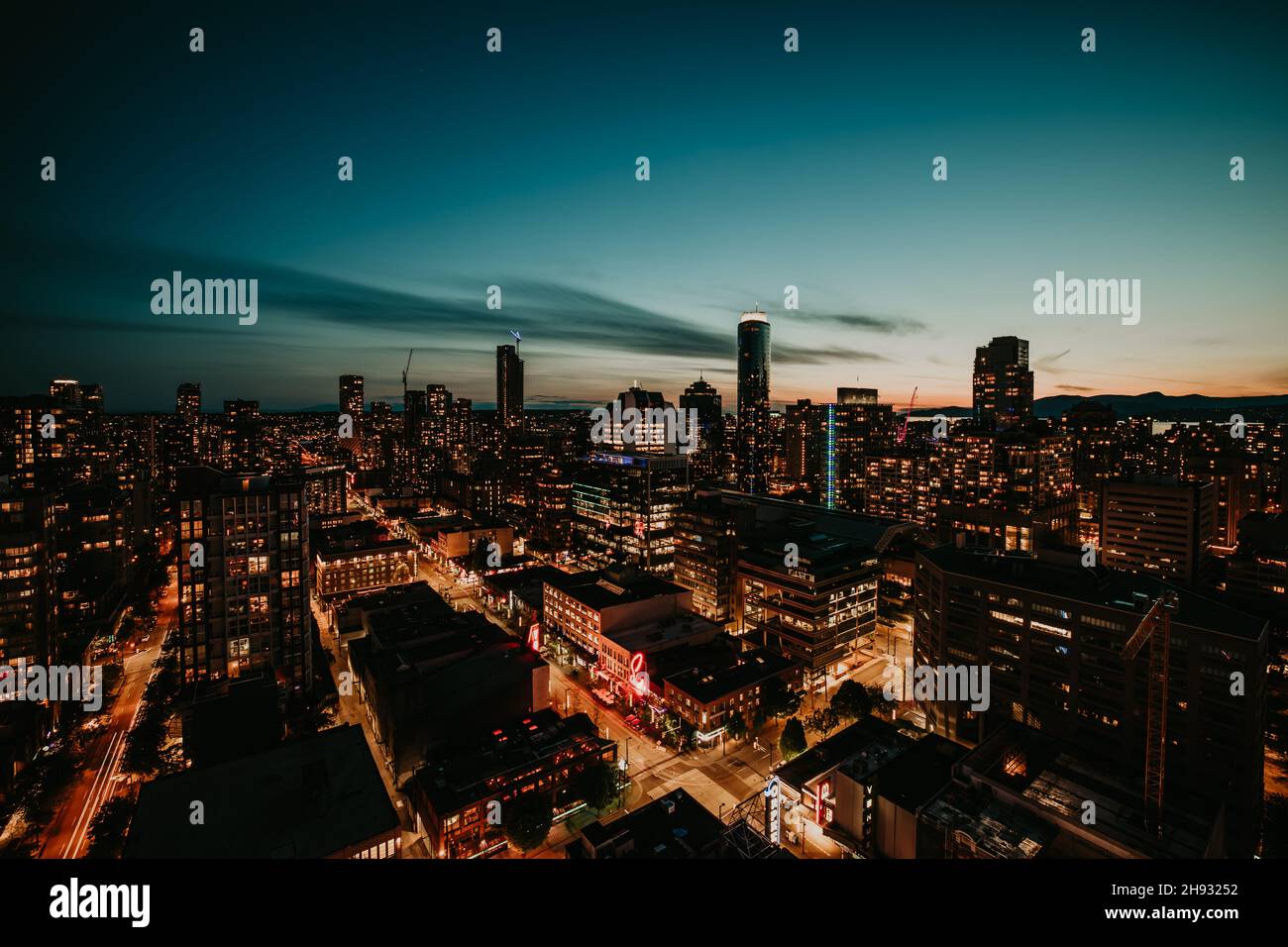 Aerial view of the night view of the modern city Stock Photo - Alamy