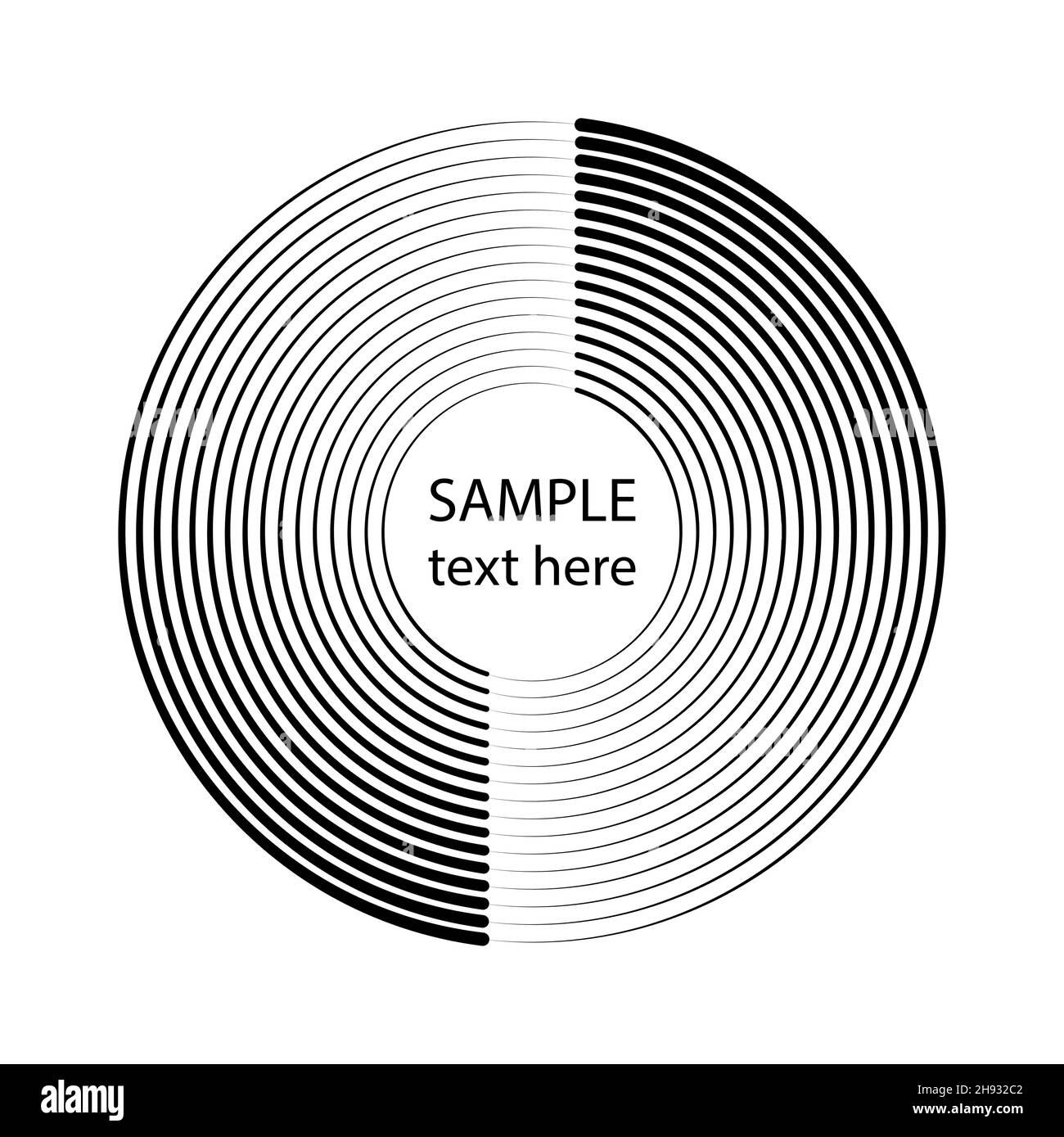 Black concentric lines in circle form. Geometric art. Trendy design element for frame, logo, tattoo, sign, symbol, web pages, prints, posters Stock Vector