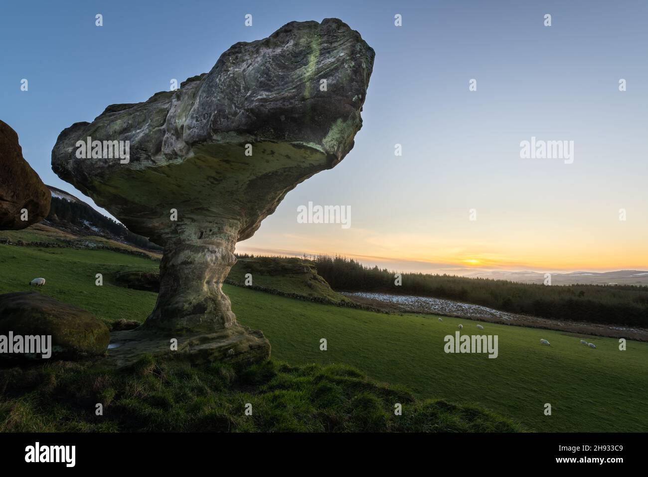 The Bunnet Stane, or Bonnet Stone, at the foot of the Lomond hills in Kinross-shire, Scotland, UK. Stock Photo