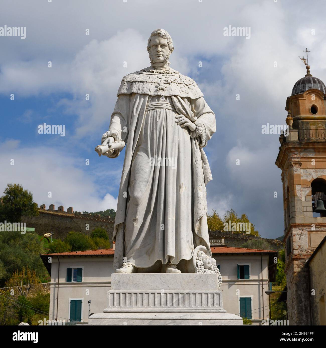 PietrasantaItalyOctober 2021 White marble statue of Leopoldo II Grand