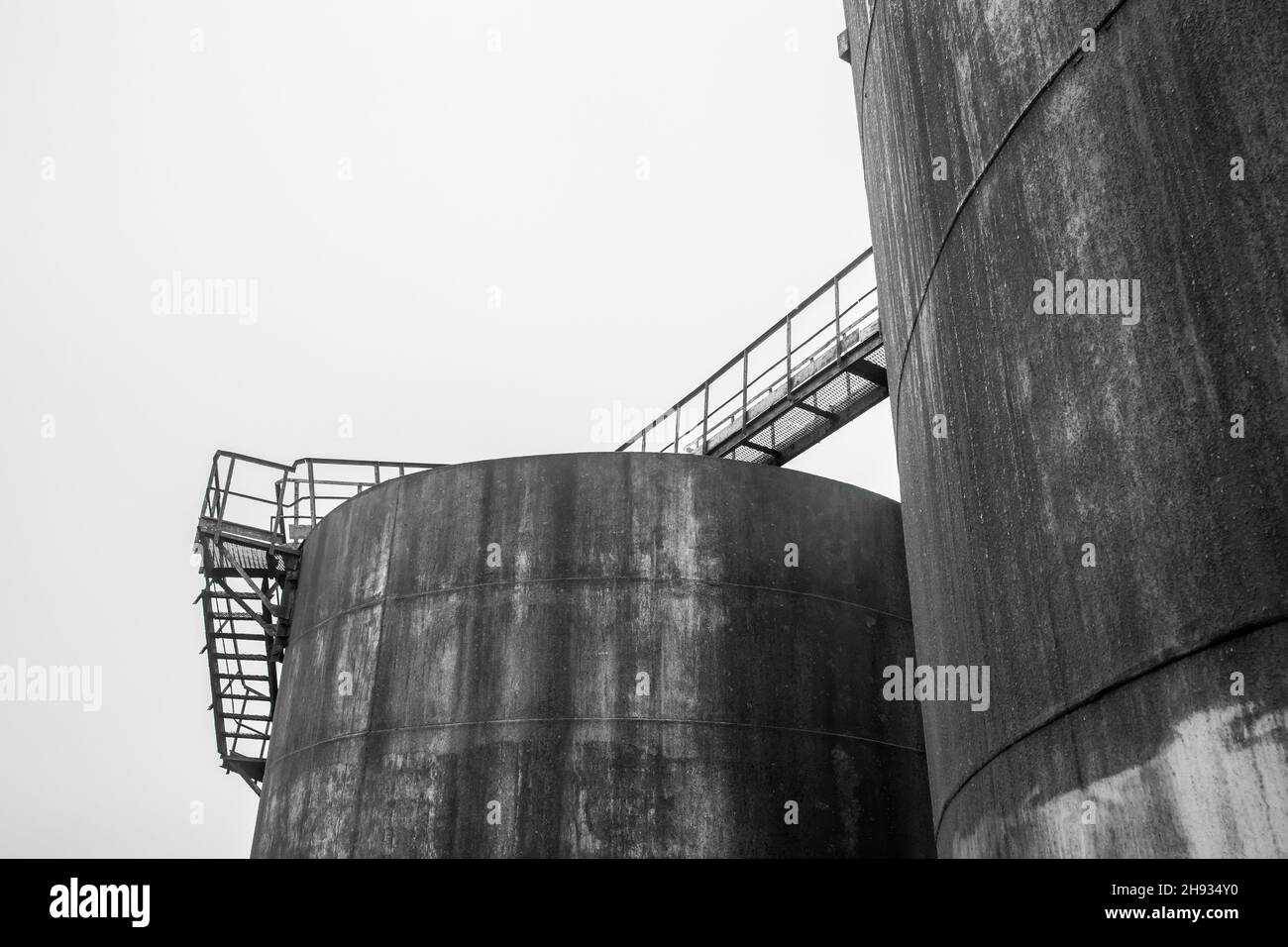 Fuel old chemical tank barrel oil in an industrial abandoned plant