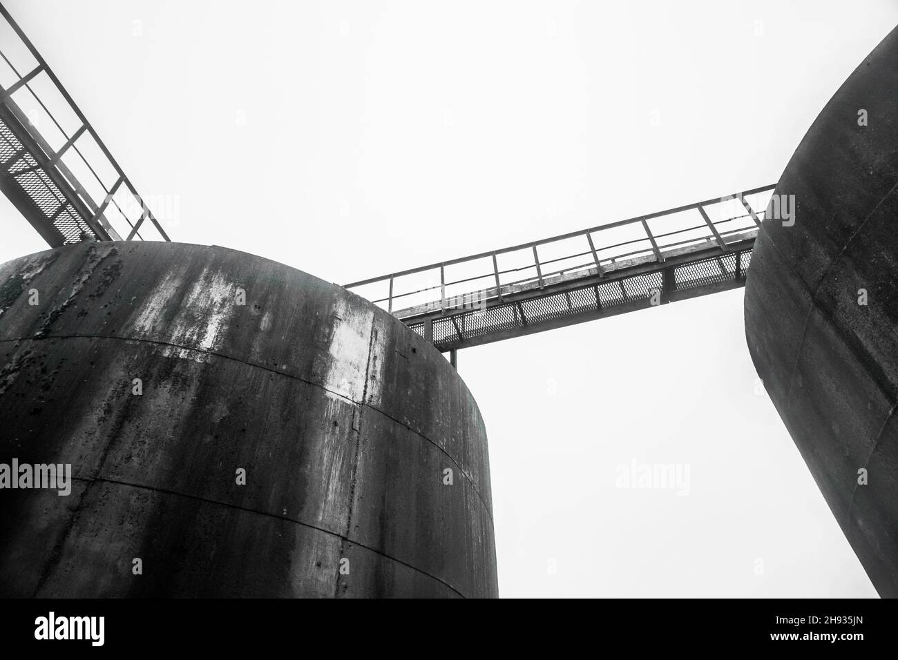 Fuel old chemical tank barrel oil in an industrial abandoned plant