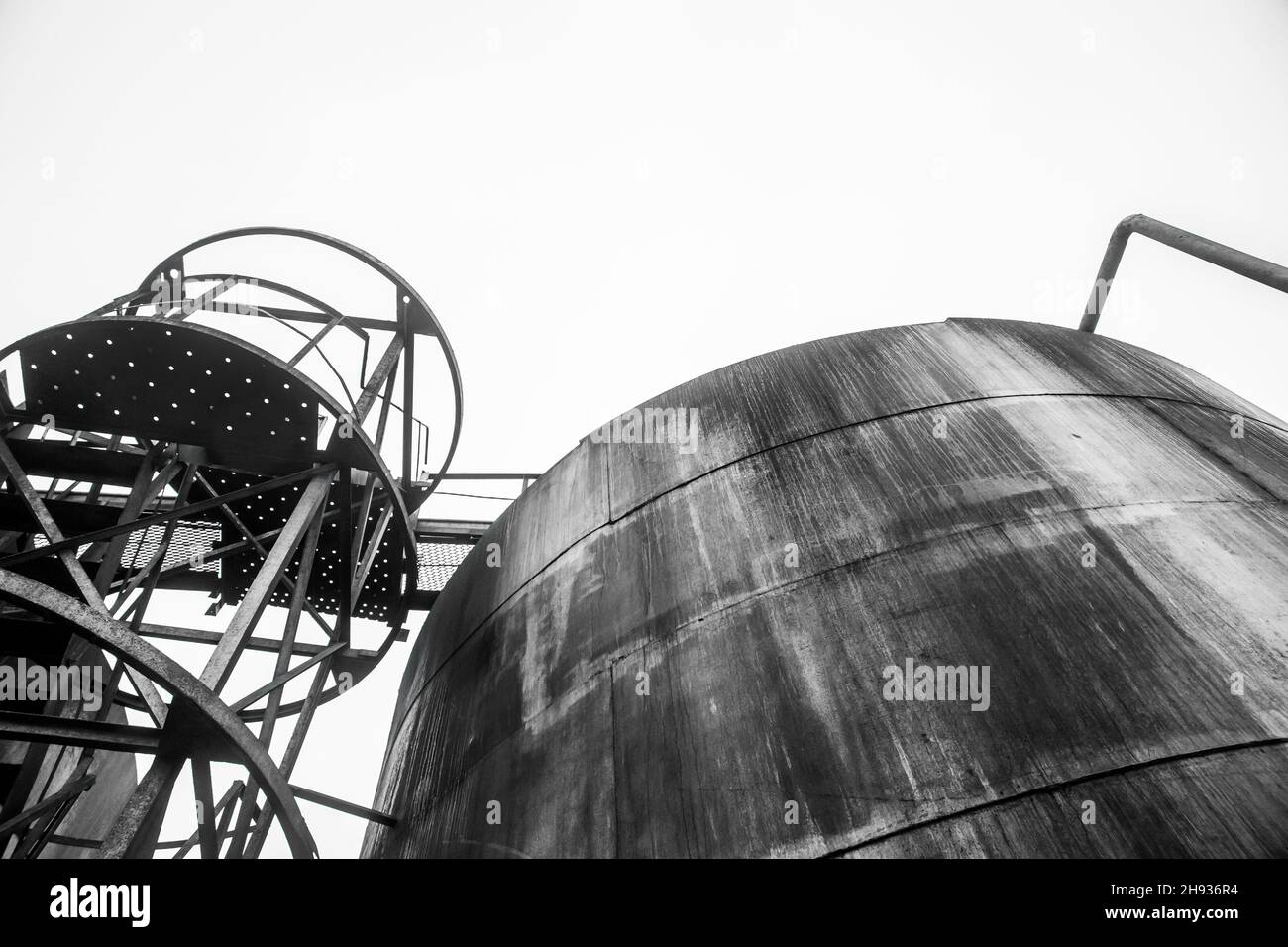 Fuel old chemical tank barrel oil in an industrial abandoned plant