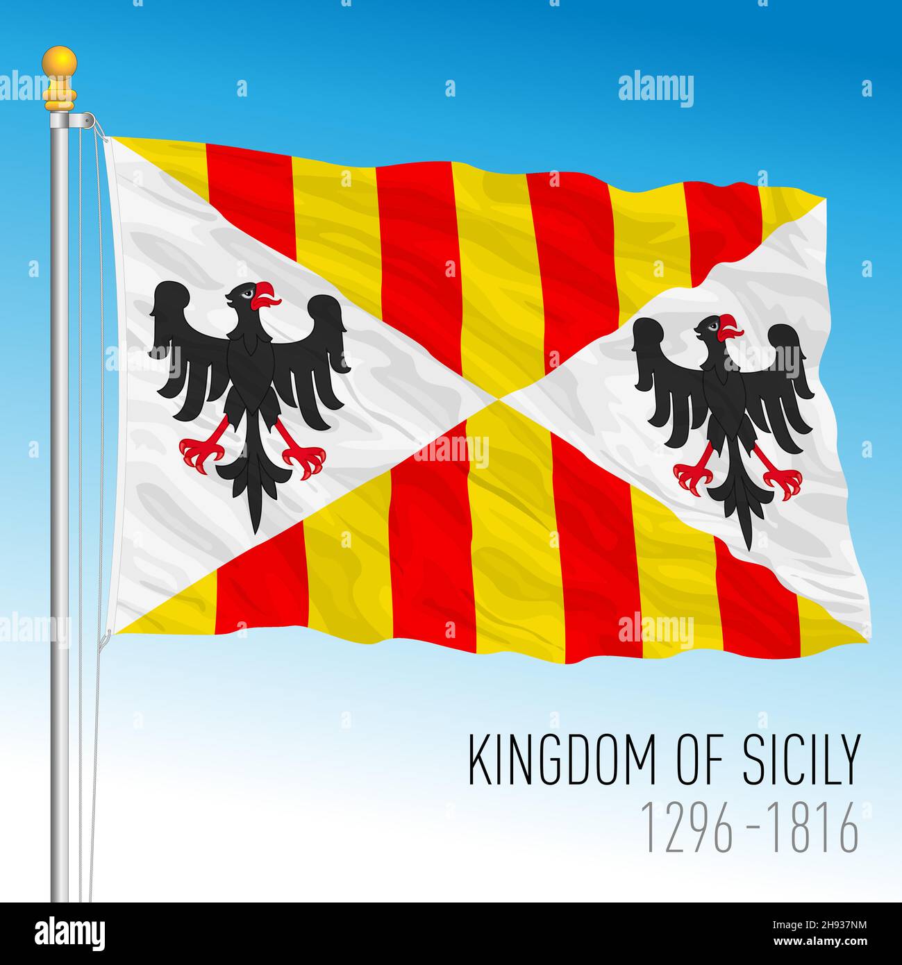 Kingdom of Sicily historical flag, 1296 - 1816, vector illustration Stock Vector