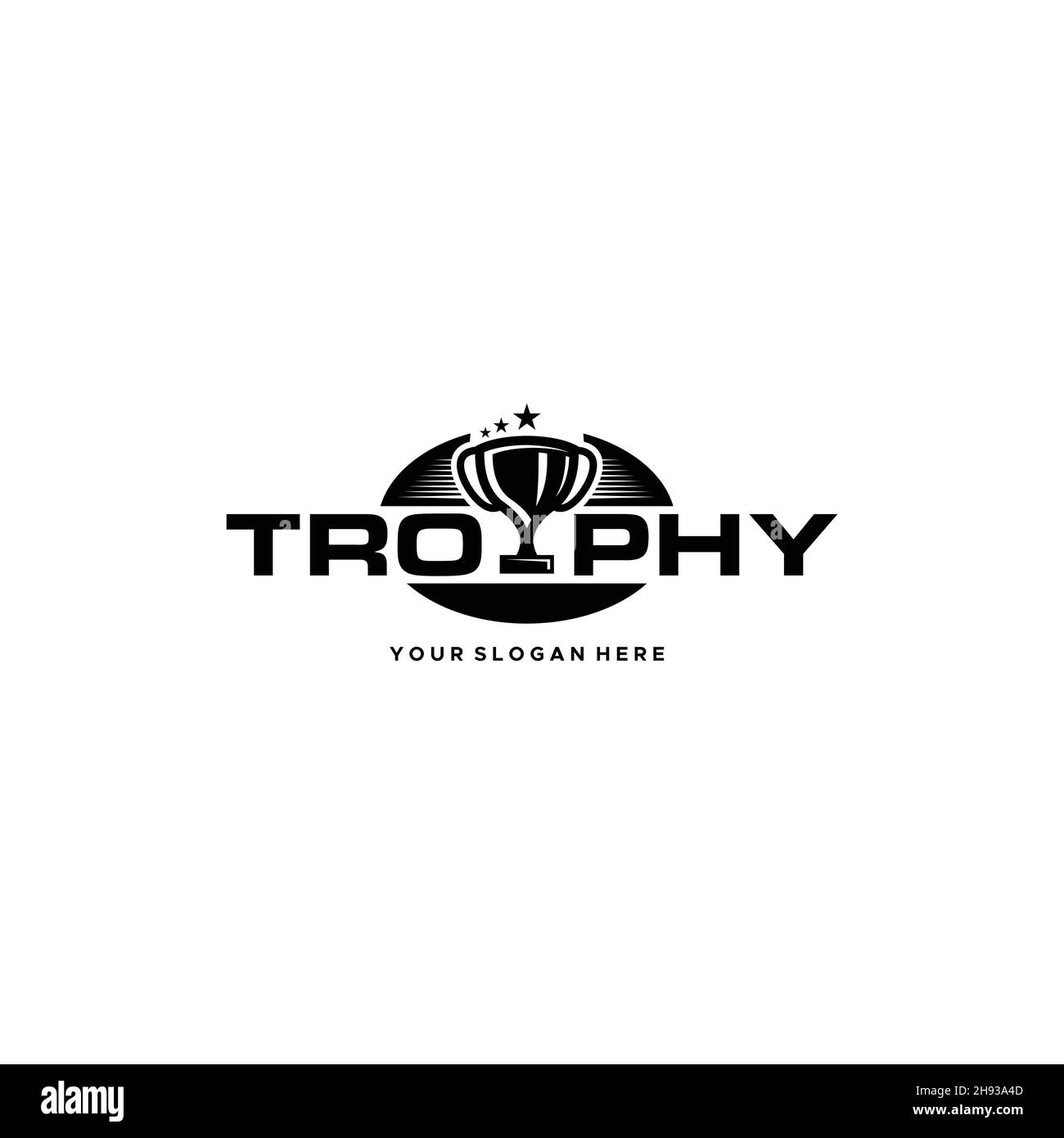 emblem TROPHY silhouette chalice shiny logo design Stock Vector