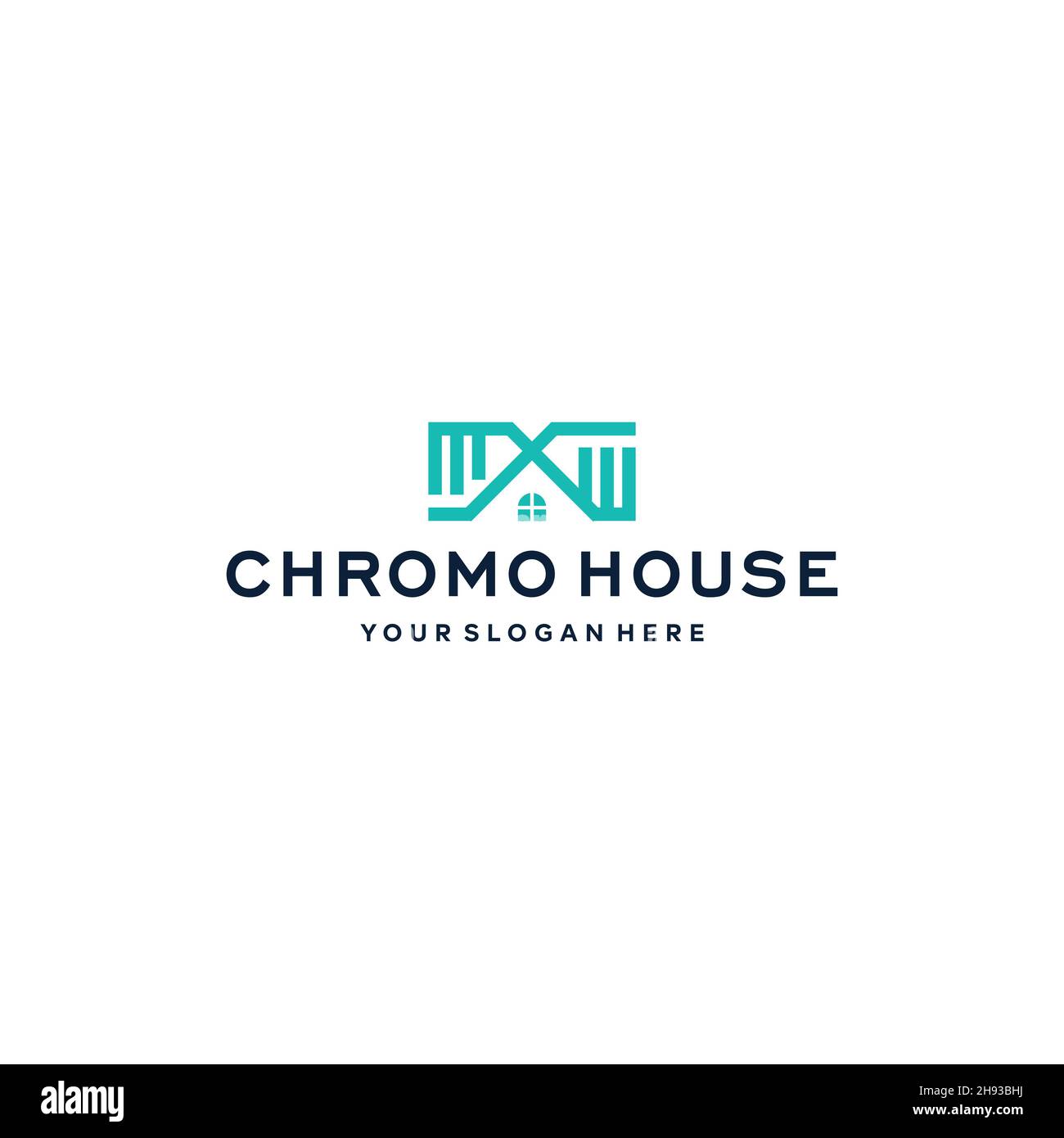 flat CHROMO HOUSE real estate building logo design Stock Vector Image ...