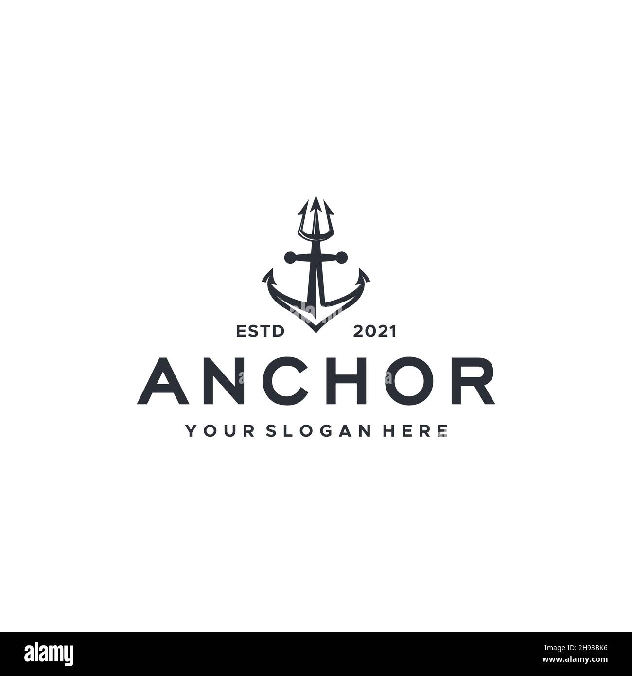 minimalist ANCHOR sharp spear mooring logo design Stock Vector