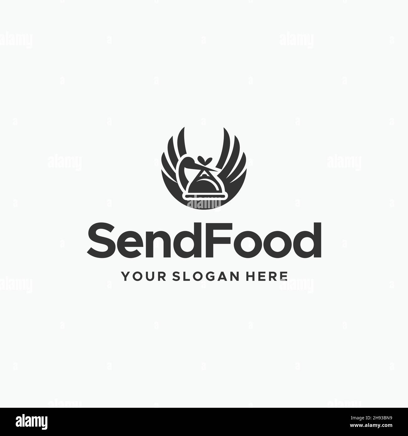 minimalist SendFood swan silhouette Logo design Stock Vector